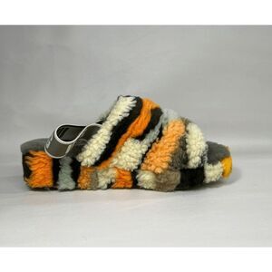 UGG Women's Fluff Yeah Slide Cali Collage Slipper - Olive 8M